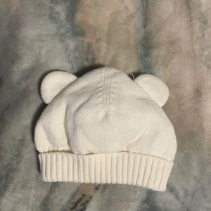 White baby bear hat